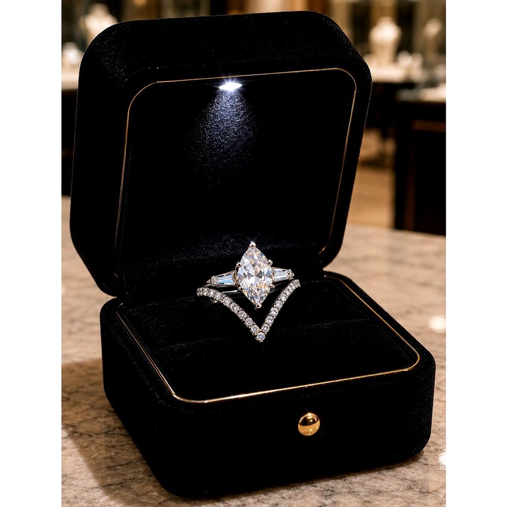 Platinum V-Shape Cubic Zirconia Ring size 6
